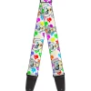 Guitar Strap - Puppies w Paw Prints White Multi Color