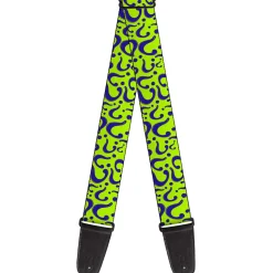 Guitar Strap - Question Mark Scattered Lime Green Purple