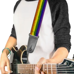 Guitar Strap - Rainbow Stripe Painted