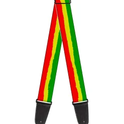 Guitar Strap - Rasta Stripes Painted Green Yellow Red