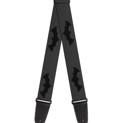 Guitar Strap - Retro Bat Logo Gray Black