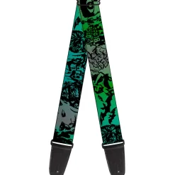 Guitar Strap - Retro Monster Aqua Black