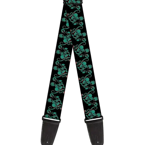 Guitar Strap - Rick and Morty Psychedelic Monster Pose Black/Greens