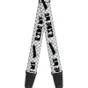 Guitar Strap - RIDE ME Skateboard w Mini Checker White Gray Black