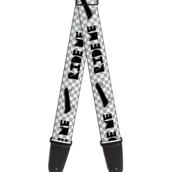 Guitar Strap - RIDE ME Skateboard w Mini Checker White Gray Black
