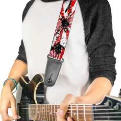 Guitar Strap - Rising Sun White Red