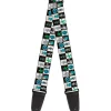 Guitar Strap - Robot Checkers Black White