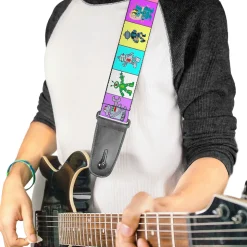 Guitar Strap - Robots Pastel Blocks