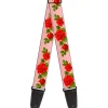 Guitar Strap - Rose Trio Leaves Pink