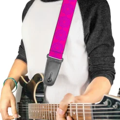 Guitar Strap - Rotating Squares Pink Purple