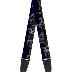 Guitar Strap - San Francisco Vivid Skyline Midnight Blue