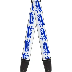 Guitar Strap - SAUCE Baseball Script White/Blue