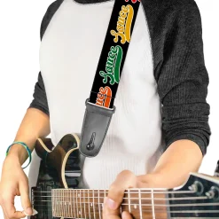 Guitar Strap - SAUCE Baseball Script Black/Multi Color