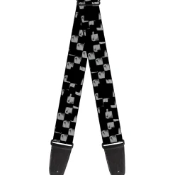 Guitar Strap - Scribble Checker Black White
