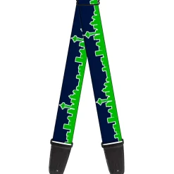 Guitar Strap - Seattle Skyline Navy Lime Green