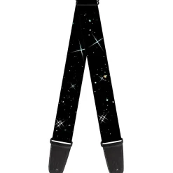 Guitar Strap - Shining Stars Black White