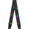 Guitar Strap - Sketch Skull Star Heart Checker Black Multi