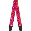 Guitar Strap - Skewed Squares Stacked Purple Orange Pinks