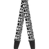 Guitar Strap - Skull & Cross Bones Blocks Black White White Black