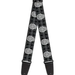 Guitar Strap - Skull Candy Black Gray White