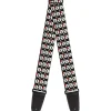 Guitar Strap - Skull w Bow Black White Red