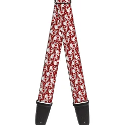 Guitar Strap - Skull Yard Red White