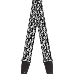 Guitar Strap - Skull Yard Black White