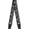 Guitar Strap - Skulls & Stars Black White
