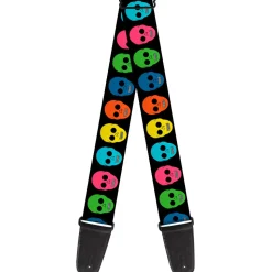 Guitar Strap - Skulls Black Multi Color
