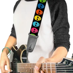 Guitar Strap - Skulls Black Multi Color