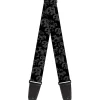 Guitar Strap - Skulls Stacked Weathered Black Gray