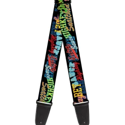 Guitar Strap - Slang Verbiage Stacked Black/Multi Color