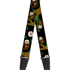 Guitar Strap - Sloth Face Hanging Black
