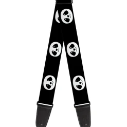 Guitar Strap - Smiling Panda Face Black White
