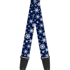 Guitar Strap - Snowflakes Blue White