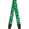 Guitar Strap - Snowflakes Green White