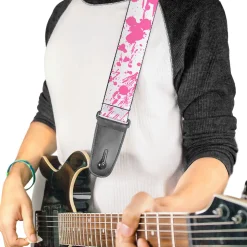 Guitar Strap - Splatter White Pink