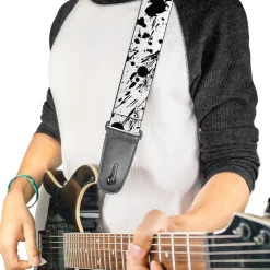 Guitar Strap - Splatter White Black