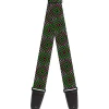 Guitar Strap - Square Lines Black Greens Pinks