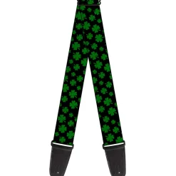 Guitar Strap - St Pat's Clovers Scattered Black Green