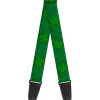 Guitar Strap - St Pat's Clovers Scattered2 Outline Solid Greens