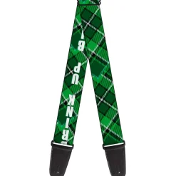 Guitar Strap - St Pat's DRINK UP BITCHES Beer Mugs Stacked Shamrocks Greens White Gold
