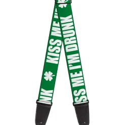 Guitar Strap - St Pat's KISS ME I'M DRUNK Shamrock Green White