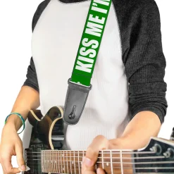 Guitar Strap - St Pat's KISS ME I'M DRUNK Shamrock Green White