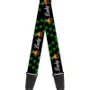 Guitar Strap - St Pat's LUCKY Pot of Gold Shamrocks Scattered Black Green White