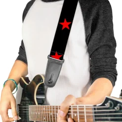 Guitar Strap - Star Black Red