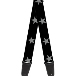 Guitar Strap - Star Black Silver