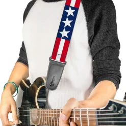 Guitar Strap - Stars & Stripes Blue White Red White