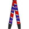 Guitar Strap - Steal Your Face w Lightning Bolt Repeat Red White Blue