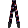 Guitar Strap - Steal Your Face Repeat w Mini Lightning Bolt Black Red White Blue